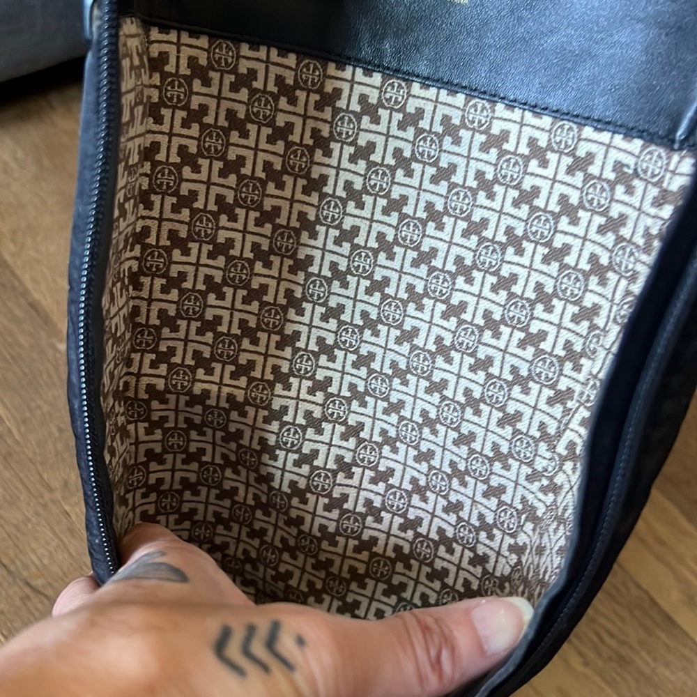 TORY BURCH Knee High Quilted Logo Riding Boots - Picture 7 of 13